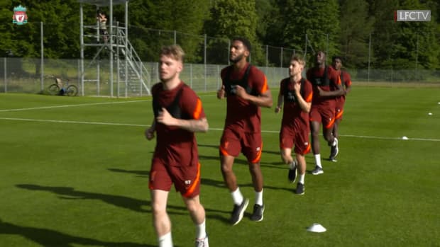 Konaté, Van Dijk and Salah in Liverpool pre-season training